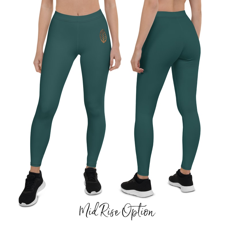 Forest Green Workout Leggings for Women Minimalist Yoga | Etsy