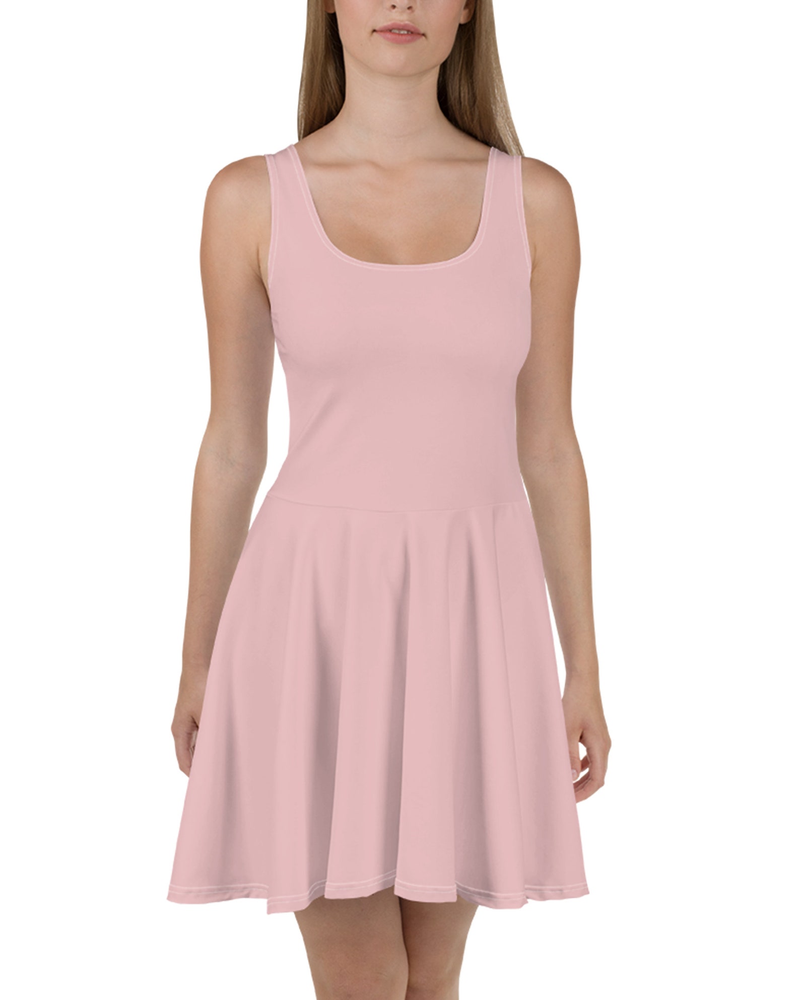 Blush Pink Skater Dress for Women Midi Casual Dresses Light Etsy