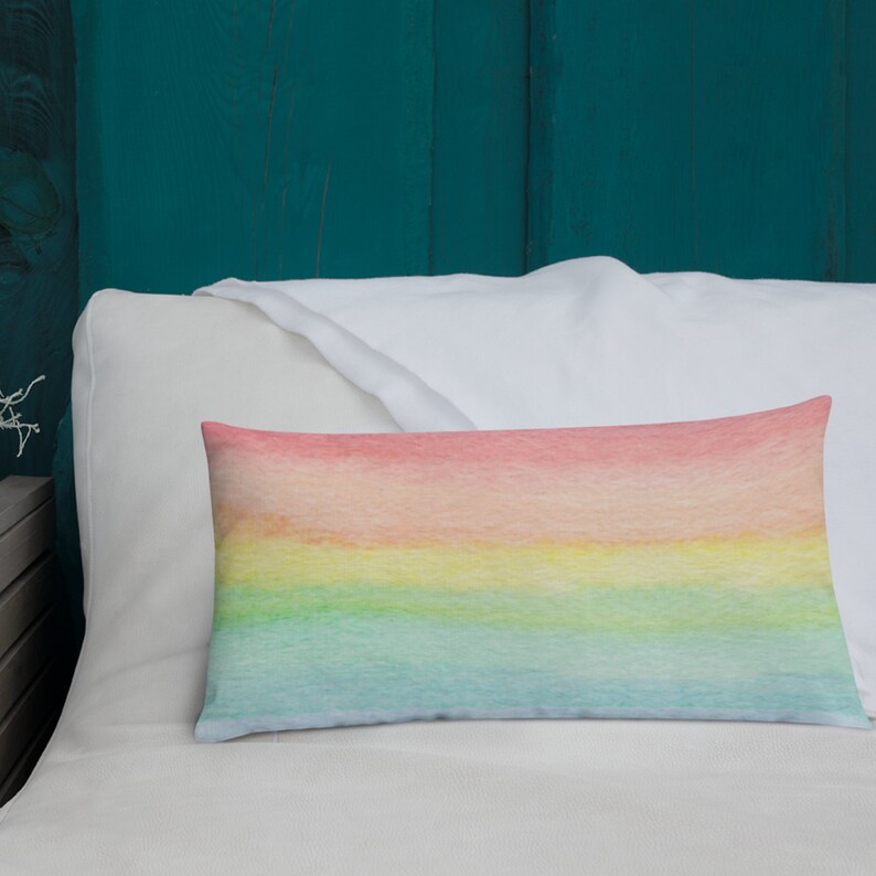 Pastel Rainbow Pillow, Ombre Rainbow Pillow Case Cover, Colorful Throw Pillows for Couch, Pastel Rainbow Decor, Colorful Spring Decor 2024 20X12 inches