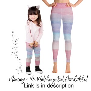 Leggings di unicorno pastello per ragazza, pantaloni per bambini piccoli, vestito da festa di compleanno di unicorno, leggings per ragazze Ombre viola rosa, regalo per bambina immagine 7