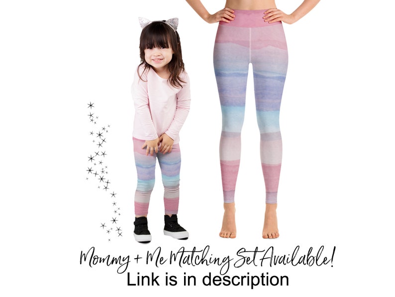 Leggings di unicorno pastello per ragazza, pantaloni per bambini piccoli, vestito da festa di compleanno di unicorno, leggings per ragazze Ombre viola rosa, regalo per bambina immagine 7