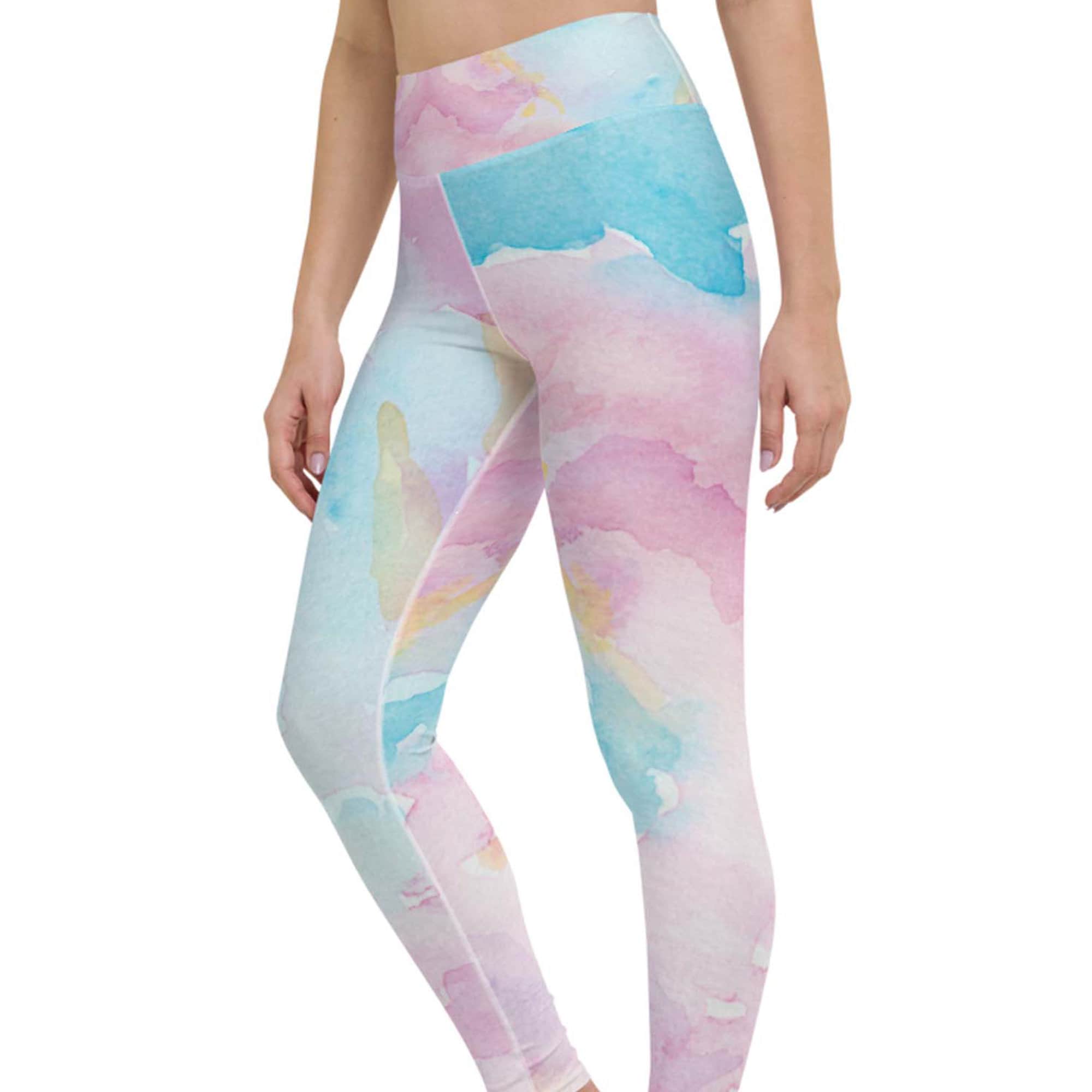 Pastel Rainbow Ombre Yoga Leggings Women, Tie Dye Gradient Kawaii Colo –  Starcove Fashion