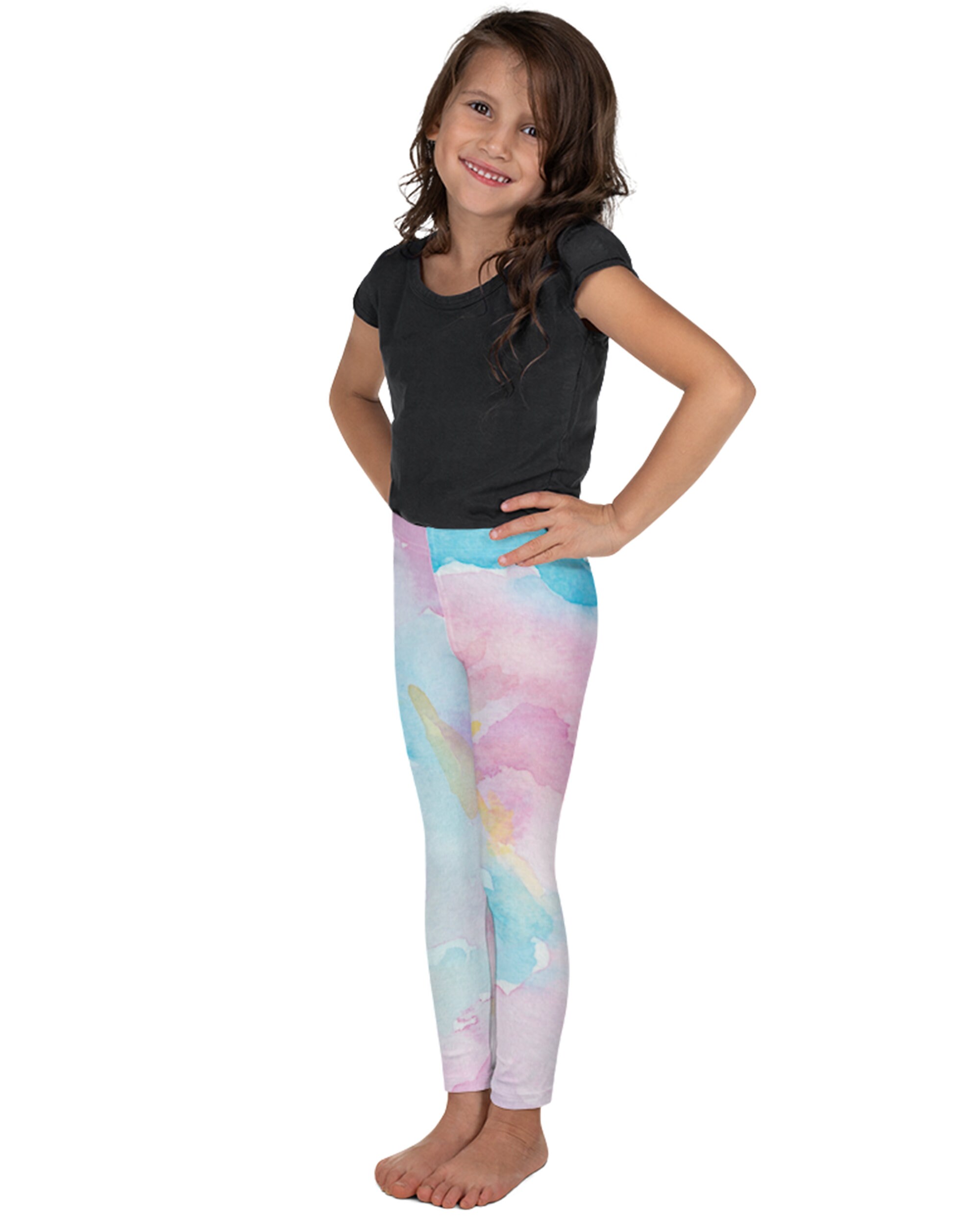 Pastel Tie Dye Leggings for Girl, Toddler Baby Yoga Pants, Hand