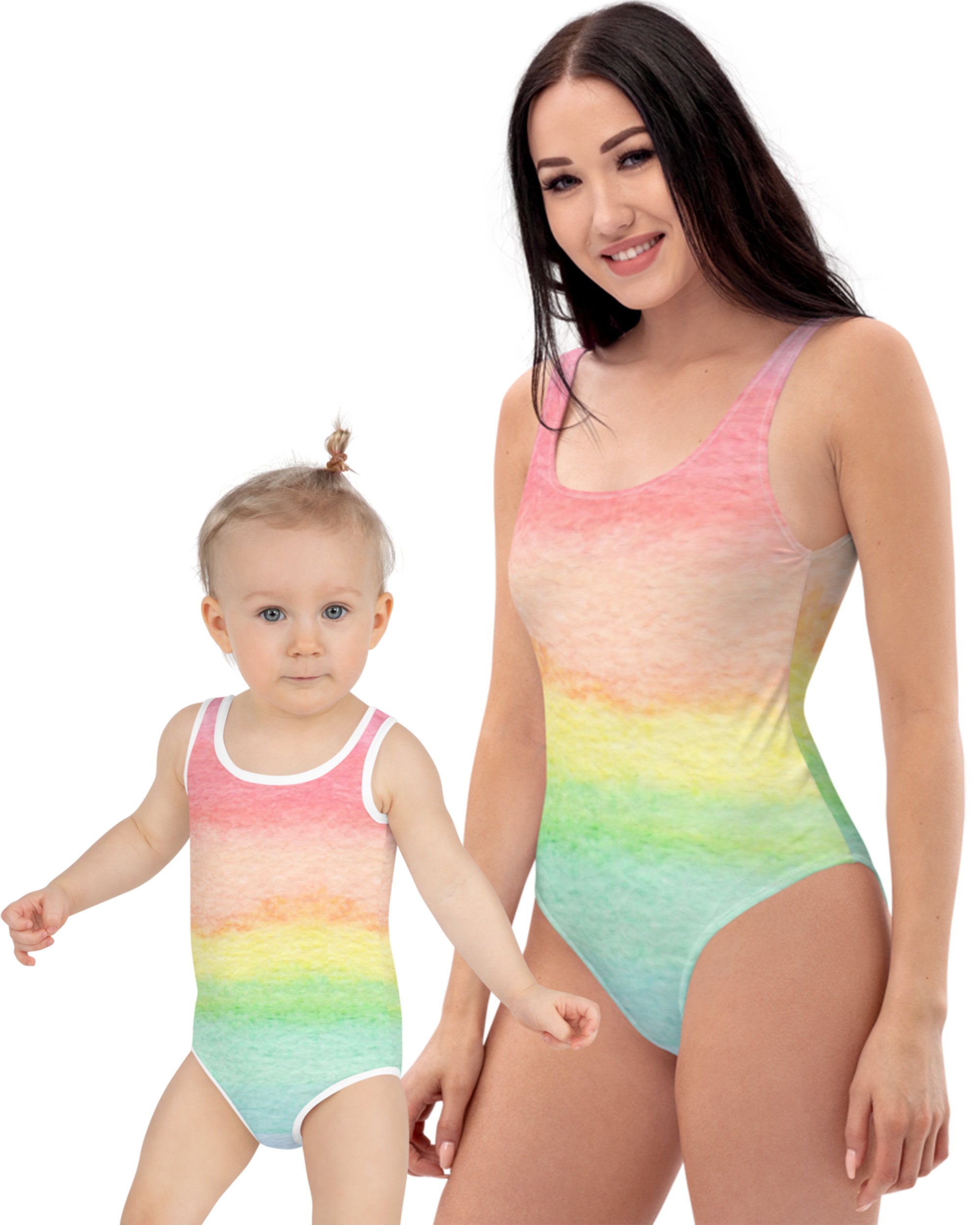 ℱLOVESOOℱ Mother Daughter One-Piece Swimsuits Matching Family Mommy Girls Wing Bikini Swimwear Bathing Beachwear 