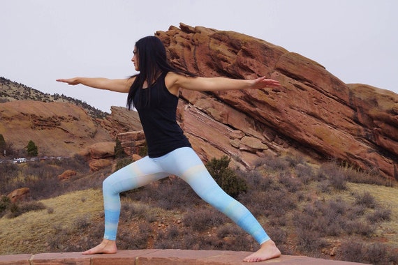 Blaues Ombre Yoga Leggings, Damen Leggings Blau, Yoga Kleidung, Workout  Leggings, Blau und Gelb Yogahose, Frühlingskleidung für Frauen 2024 -  .de