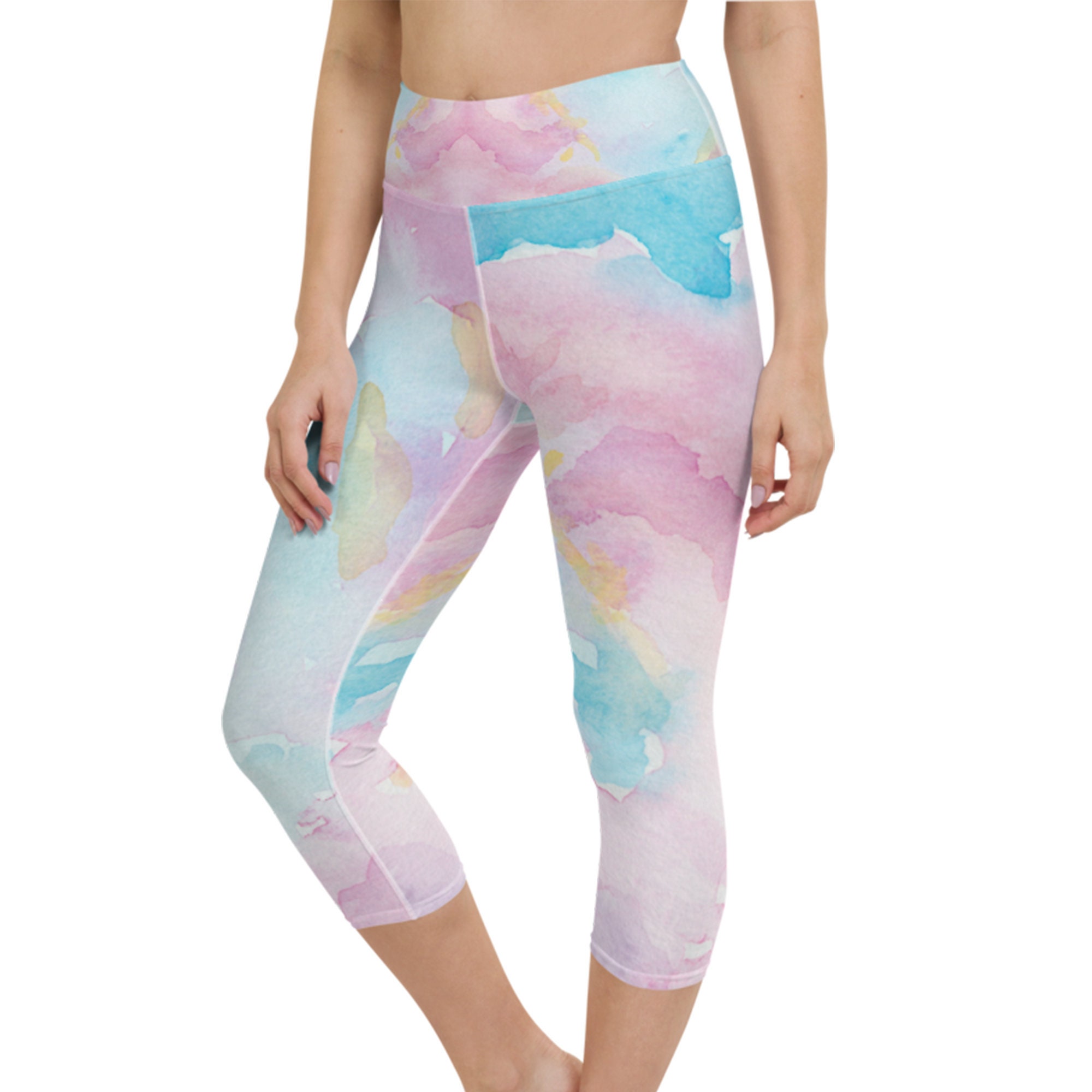 Pastel Tie Dye Capri Leggings Womens 