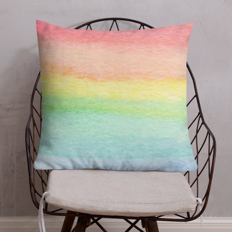 Pastel Rainbow Pillow, Ombre Rainbow Pillow Case Cover, Colorful Throw Pillows for Couch, Pastel Rainbow Decor, Colorful Spring Decor 2024 22X22 inches