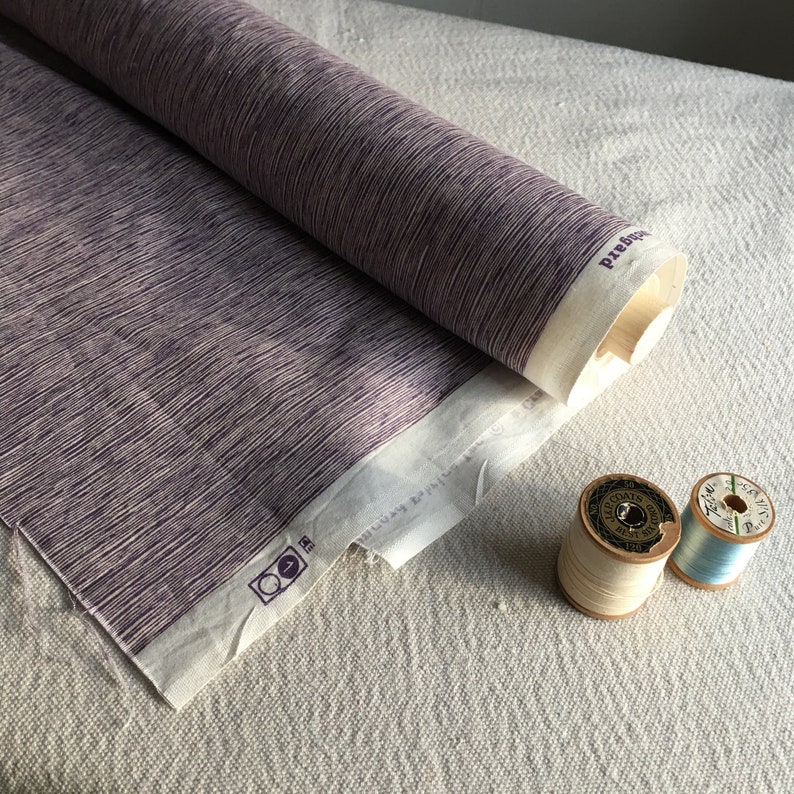 Stiff Medium Weight Cotton fabric by the yard Lavender Micro Organic Stripe