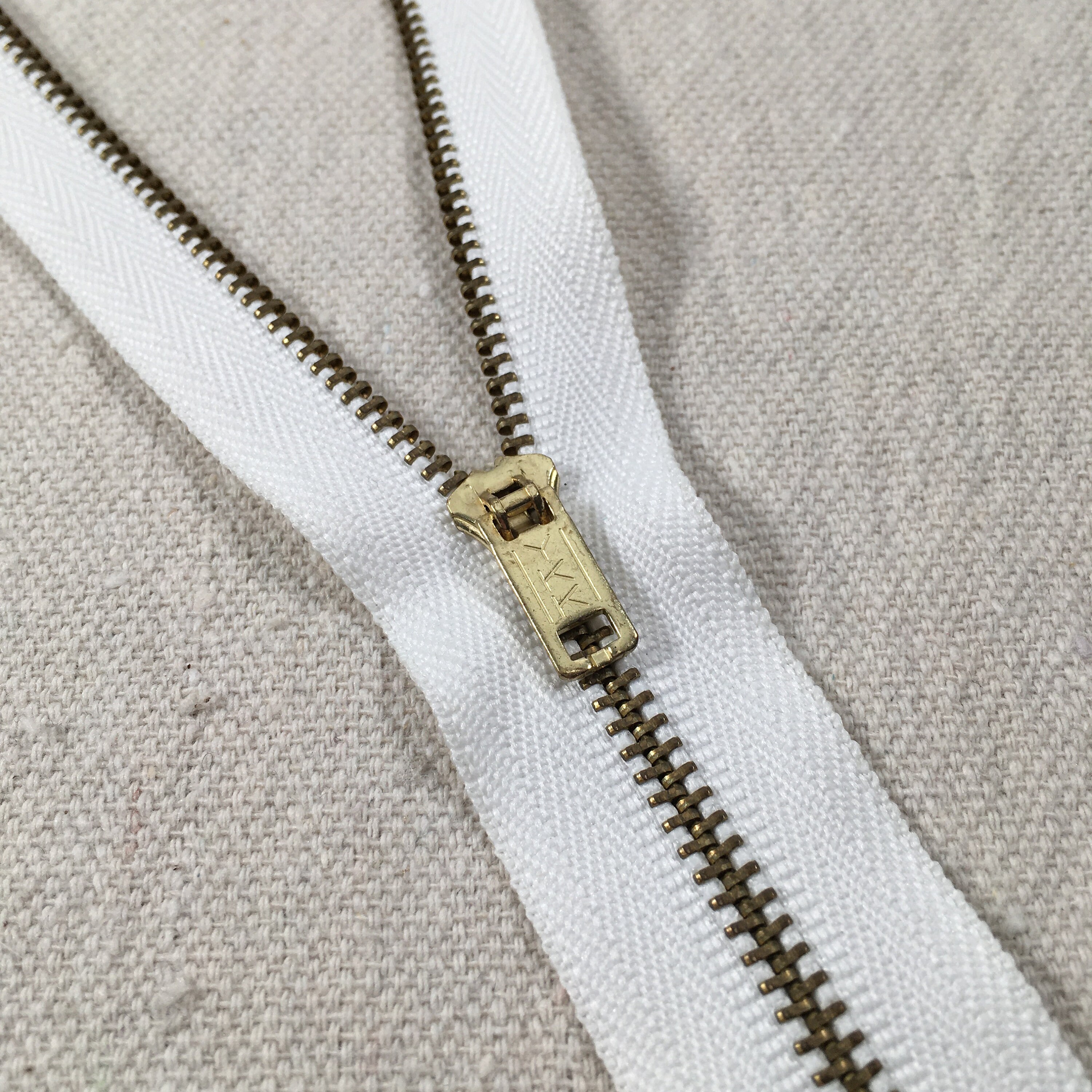 10 Inch Metal Zipper Vintage Brass Zipper White tape YKK Etsy