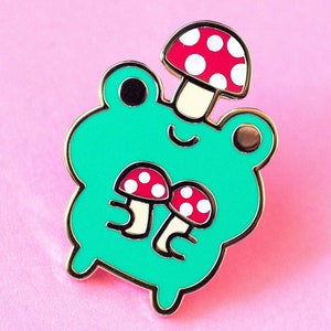 Mushroom Frog Hard Enamel Pin, Cottage Core Enamel Pin, Frog Hard Enamel Pin, Cute Froggy Pin