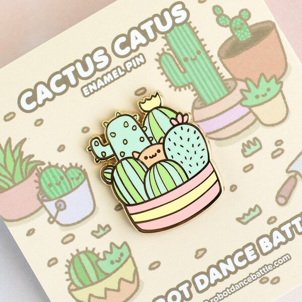 Kaktus Katze Emaille Pin, süße Katze Emaille Pin, Kawaii Emaille Pin, Kaktus Emaille Pin, Katzen Pins, Sukkulenten Emaille Pin, Katze Hard Emaille Pin