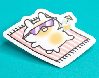 Vinyl Sticker - Bunny Sun Bathing Sticker