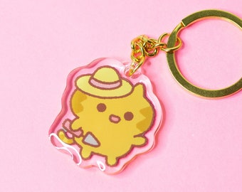 Garden Cat Keychain, Kitty Keychain, Acrylic Cat Keychain, Fun Cat Keychain, Cute Cat Keychain, Animal Keychain, Kawaii Cat Keychain