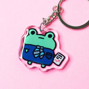 Bizness Frog Keychain, Frog Keychain, Acrylic Frog Keychain, Tiny Frog Keychain, Cute Frog Keychain, Animal Keychain, Kawaii Frog Keychain