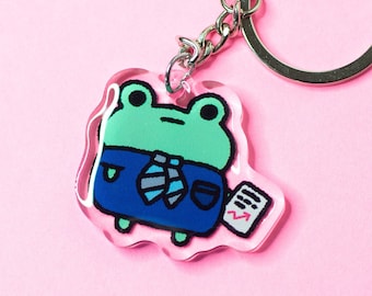 Bizness Frosch Schlüsselanhänger: Doppelseitiger Epoxy-Acryl-Anhänger