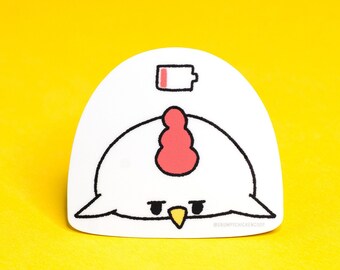 Grumpy Chicken Low Battery Sticker, Laptop Sticker, UV Waterproof Sticker, Stationery Sticker, Mood Sticker, Chicken Sticker, Kawaii Sticker