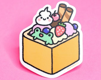 Brick Toast Frog Sticker, frog laptop stickers, cute frog stickers, frog sticker pack, kawaii stickers, Water bottle stickers, desserts