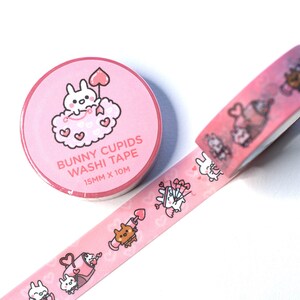 Bunny Cupids Valentines Washi Tape for journaling and scrapbooking with original character art