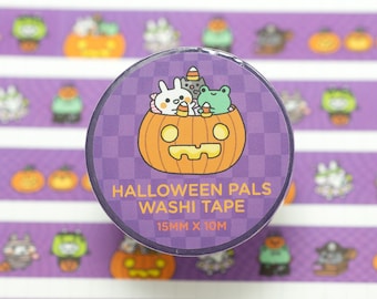 Cinta adhesiva decorativa con diseño de personajes originales de Halloween y amigos animales para diarios y álbumes de recortes.