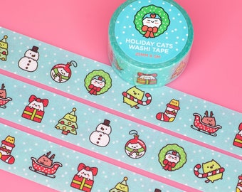 Glitter Washi Tape - 25mm - Holiday Cats