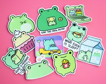 Cute Frog Stickers, Silly Frogs Vinyl Sticker Pack, Cute Frog Waterproof Stickers, Frog Lover Stickers, Fun Frog Decals, Frog Sticker Pack