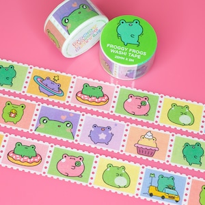 Funny Frogs Stamp Washi Tape for journaling and scrapbooking with original character art