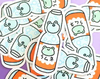Cute Vinyl Sticker - Frog Soda