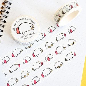 Grumpy Chicken Ugh Washi Tape for journaling and scrapbooking with original character art