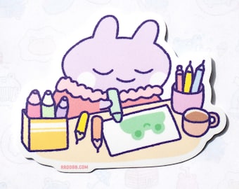 Bunny Cozy Art Day Vinyl Sticker