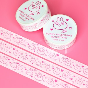 Valentines Love Bunny Washi Tape for journaling and scrapbooking with original character art