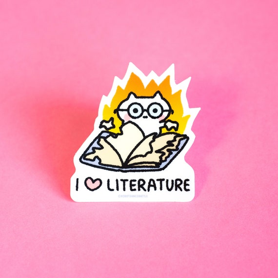 Vinyl Sticker - I Love Literature Cat Sticker