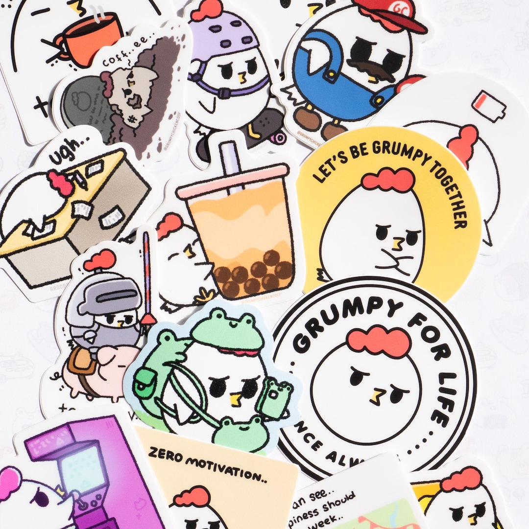 Random Selection of 5, 10, or 15 Grumpy Chicken Waterproof Vinyl ...