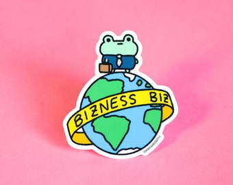 Bizness World Frog Sticker, Cute Frog Sticker, Kawaii Frog Stickers, Frog Vinyl Stickers, Cool Frog Sticker, Frog Laptop Sticker, Frog Decal