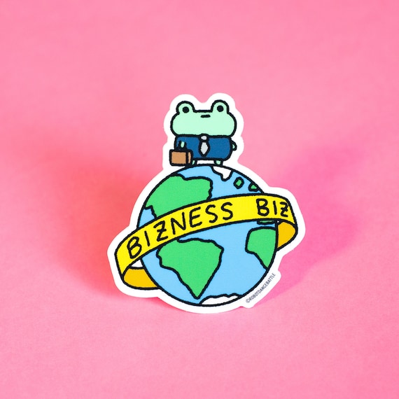 Bizness World Frog Sticker, Cute Frog Sticker, Kawaii Frog Stickers, Frog Vinyl Stickers, Cool Frog Sticker, Frog Laptop Sticker, Frog Decal