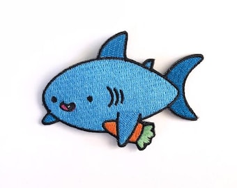Embroidery Patch - Carrot Shark - Iron-on
