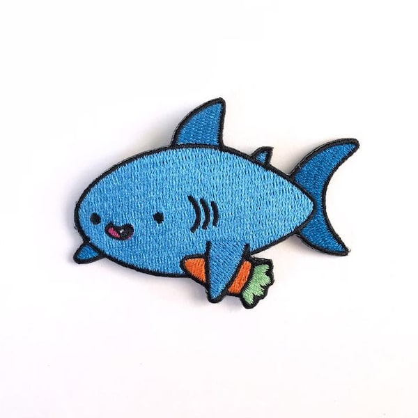 Embroidery Patch - Carrot Shark - Iron-on