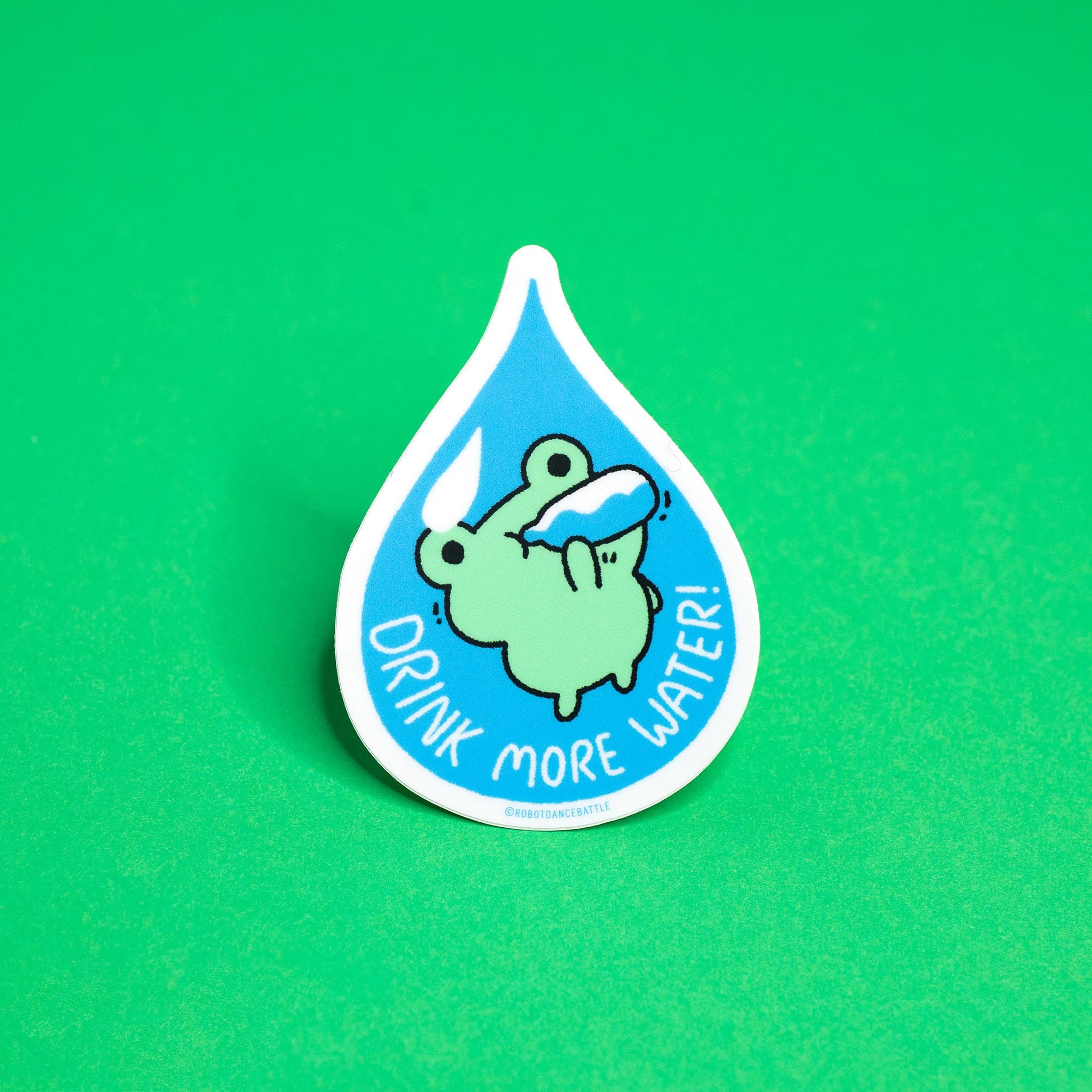 Drink more water frog sticker, frog laptop stickers, cute frog stickers, frog sticker pack, kawaii stickers, Water bottle stickers