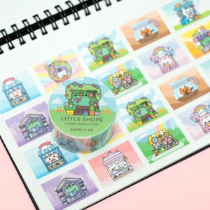 Shop Small Little Shops Stamp Washi Tape for journaling and scrapbooking with original character art