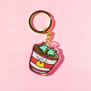 Ramen Frog Acrylic Keychain: Double-Sided Epoxy Finish image 2
