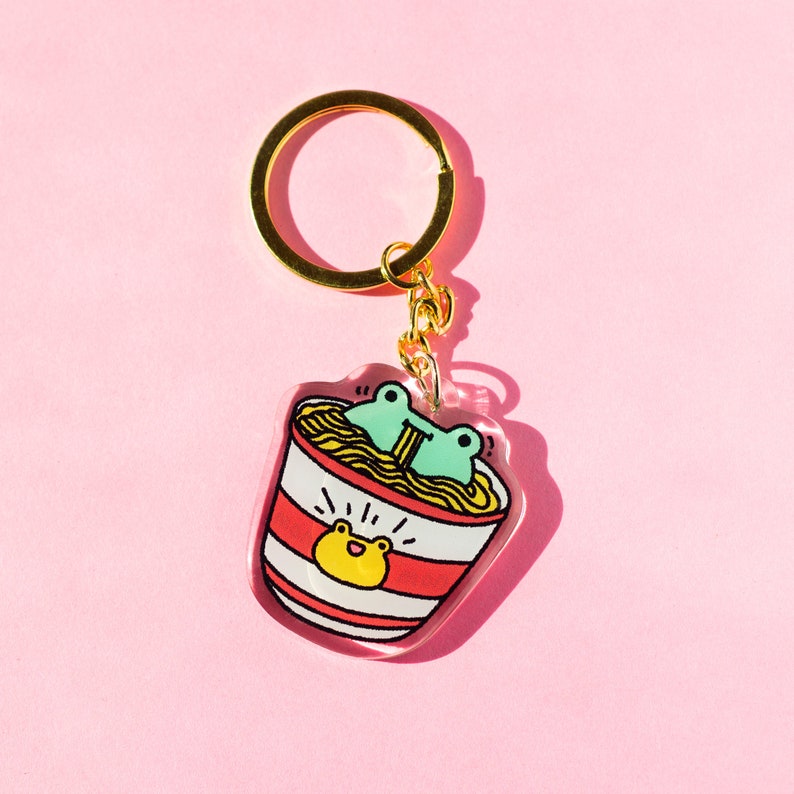 Ramen Frog Acrylic Keychain: Double-Sided Epoxy Finish image 2