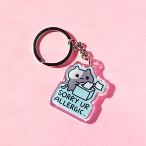 Allergy Cat Acrylic Keychain, Kitty Keychain, Acrylic Cat Keychain, Cat Keychain, Cute Cat Keychain, Animal Keychain, Kawaii Cat Keychain