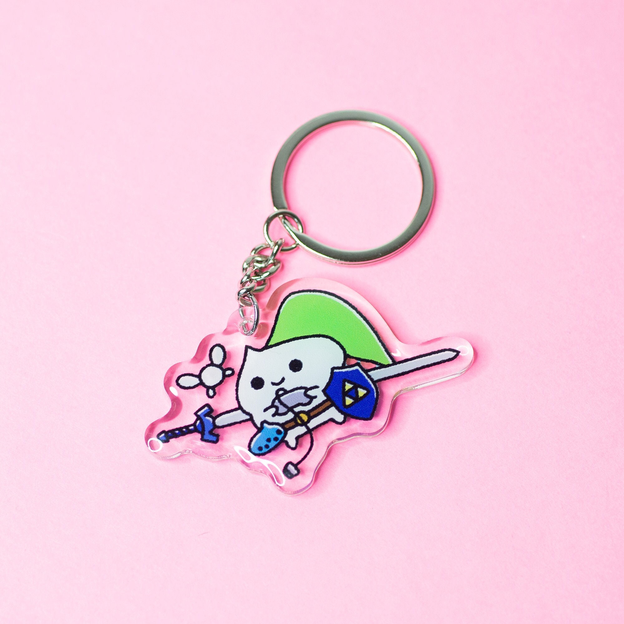 Link Cosplay Cat Acrylic Keychain, Kitty Keychain, Acrylic Cat Keychain, Fun Cat Keychain, Cute Cat Keychain, Zelda Keychain