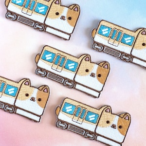 Corgi Train Embroidered Iron On Patch, Cute Corgi Shirt Patch, Corgi Applique, Corgi Embroidery Emblem, Girl’s Jacket Patches