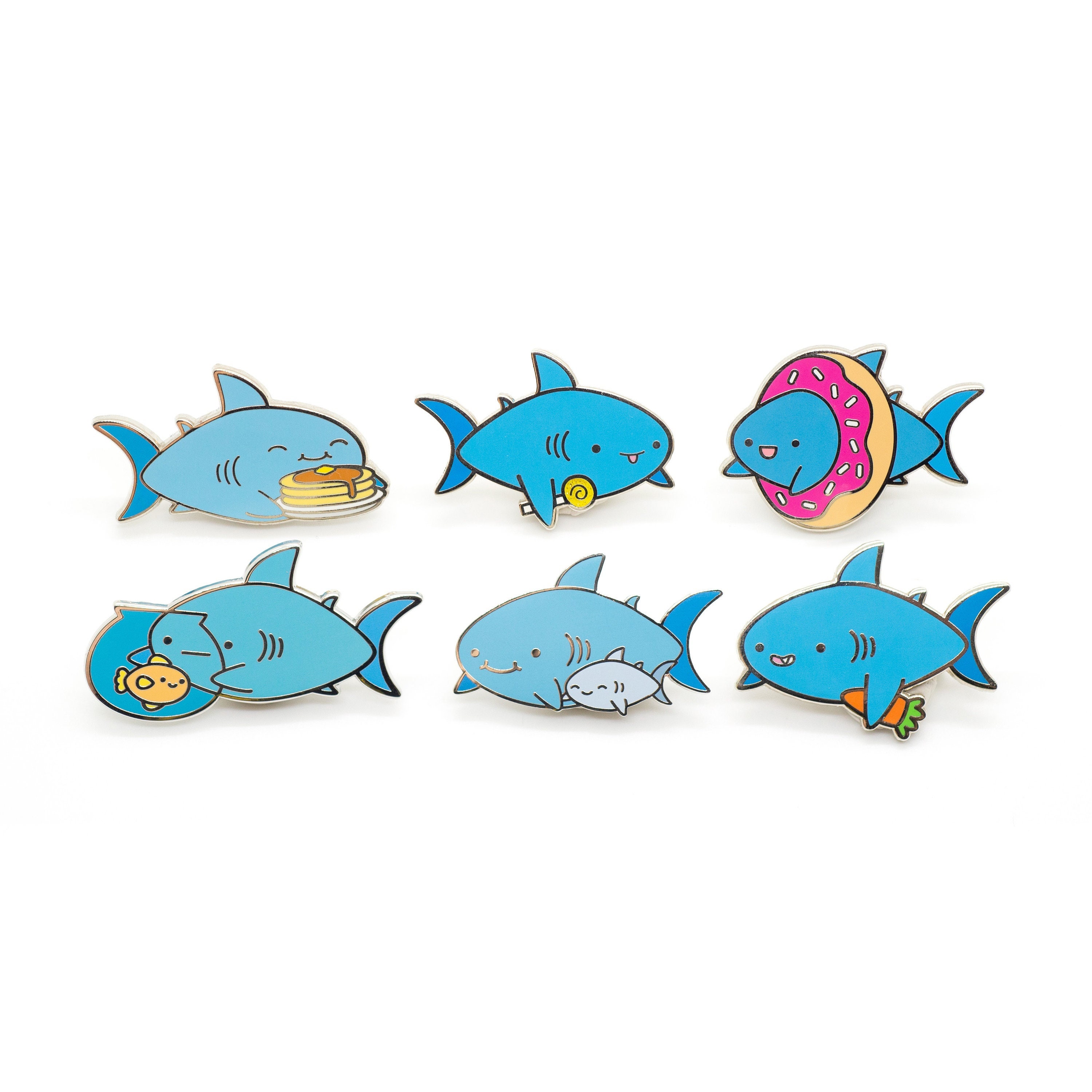 Buy Enamel Pin - Shark Friends - Pancake Shark, Donut Shark, Candy Shark,  Baby Shark, Carrot Shark, and Goldfish Shark Online in India - Etsy, image size:3000x3000