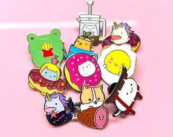 Enamel Pins - Lucky Bag of 5 or 10 B-grade Enamel Pins, Cute Enamel Pins, Kawaii Enamel Pins, Random Enamel Pins, Fun Enamel Pins