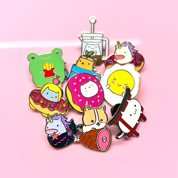 Enamel Pins - Lucky Bag of 5 or 10 B-grade Enamel Pins, Cute Enamel Pins, Kawaii Enamel Pins, Random Enamel Pins, Fun Enamel Pins