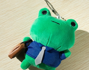 Bizness Frog Plush Keychain, Frog Stuffed Animal Keychain, Cute plush frog