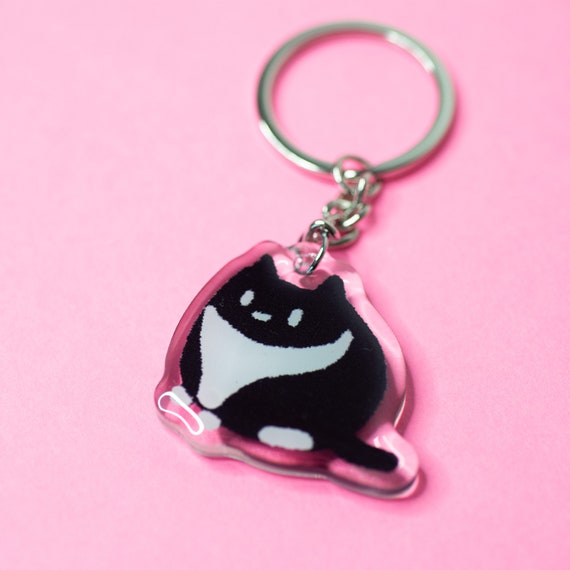 Tuxedo Cat Acrylic Keychain, Kitty Keychain, Acrylic Cat Keychain, Fun Cat Keychain, Cute Cat Keychain, Animal Keychain