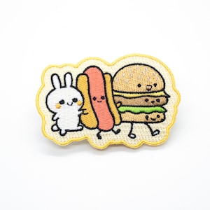 Iron-on Patch - Bunny With Hotdog and Burger Friends
