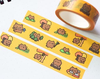Cute Bear In Forest Washi Tape With 100% Original Art